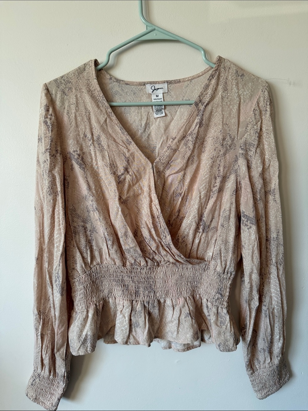 Jopna Dusty Blush Wrap Peplum Blouse